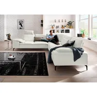 W.Schillig Ecksofa "valentinoo, Designsofa, elegant und bequem, L-Form", weiß (weiß z59), B:318cm H:83cm T:298cm, Longlife Xtra-Leder Z59: Glattleder mit modischer Prägung. Hautstärke 0, 9 - 1, 1 mm, Sofas, Ecksofa, mit Sitztiefenverstellung, Breite 318 cm