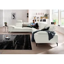 W.Schillig Ecksofa "valentinoo, Designsofa, elegant und bequem, L-Form", weiß (weiß z59), B:318cm H:83cm T:298cm, Longlife Xtra-Leder Z59: Glattleder mit modischer Prägung. Hautstärke 0, 9 - 1, 1 mm, Sofas, Ecksofa, mit Sitztiefenverstellung, Breite 318 cm