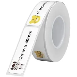 Niimbot Thermoetiketten, 12x40 mm, 1 x Rolle mit 160 Stück, Tiermuster