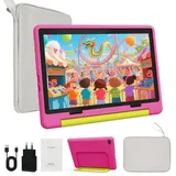 Happybe Android 14 10-Zoll, 14GB RAM + 64GB ROM (TF Expand 1TB) Kinder Tablet (64 GB) grau|rosa