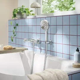Grohe Vitalio Joy+ 120, wassersparender Duschkopf mit Boost-Funktion für mehr Strahlpower, 8l pro Min (Handbrause mit 3 Strahlarten inkl. AquaBooster, Universalanschluss), chrom, 1348640000