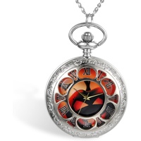 Avaner Taschenuhr Kürbis Uhr Analog Quarzwerk mit römischen Ziffern Pullover Halskette Kette für Herren Damen