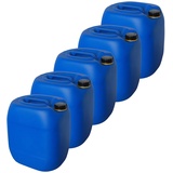 kanister-vertrieb® 5 Stück 30 L Kanister Wasserkanister Kunststoffkanister blau DIN61 + Etiketten