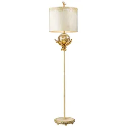 Stehlampe Stehleuchte Wohnzimmerlampe Blattsilber H 162,6 cm 1 Flammig