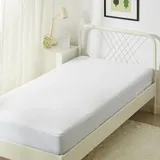 Amazon Basics Matratzenüberzug Anti-Milben Wasserdicht & Bettwanzensicher, Encasing mit Reißverschluss, bis 30 cm Tiefe, 90 x 200 cm, Weiß