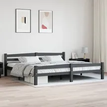 vidaXL Massivholzbett 200 x 200 cm Dunkelgrau