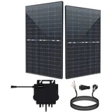 EPP.Solar Balkonkraftwerk 880W Balkonkraftwerk 800W komplett Steckdose Bifaziale Solaranlage, 880,00 W, Monokristallin, (Komplettset Growatt NEO 800W WLAN Wechselrichter drosselbar von 800W auf 600W, Plug & Play Einfach Installation und WLAN Einrichtung)