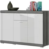 inn.furn Sideboard weiß Hochglanz Rauchsilber grau 120 cm