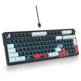 SOLIDEE Verkabelte 95% Mechanische Gaming-Tastatur,Hot-Swap-Fähige Mechanische Tastatur,Gasket Struktur RGB Hintergrundbeleuchtung,98 Tasten Mechanische Tastatur mit Drehknopf,NKRO-Tastatur(98 Black)