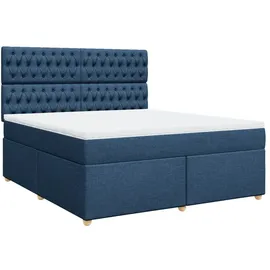 vidaXL Boxspringbett mit Matratze Blau 180x200 cm Stoff