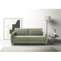 Schlafsofa PLACES OF STYLE "Bacoli für Dauerschläfer geeignet durch hochwertigen Faltbeschlag", grün (oliv), B:196cm H:84cm T:104cm, 100% Polyester, Sofas, in 3 Breiten und 3 Matratzenausführungen, belastbar 200 bis 270 kg