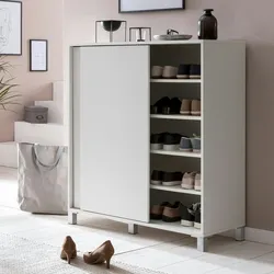 Kadima Design Schuhschrank `Fulda`: 20 Paar Schuhe, moderne Ablagefächer, Schiebetüren, kratzfest, Melaminharz. Weiß, 100x38x108 cm