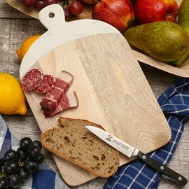 GAUMENKICK Schneidebrett Vesperbrett Mangoholz Marmor braun weiß Servierbrett 30cm