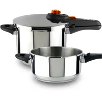 Alza Syma Schnellkochtopf Express, 4 + 6 l, Edelstahl 18/10, 5 Sicherheitssysteme, alle Herdarten, Induktion, energiesparend