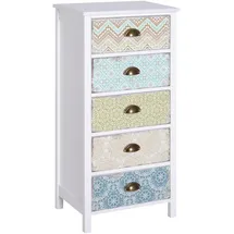 Homcom Kommode, 5 Schubladen Shabby Chic Bunt