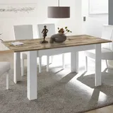 Ausziehbarer Küchentisch in Hochglanz Weiß Holz 90x137-185cm Dyon Basic - Braun