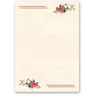 100 Blatt Briefpapier Blumen & Blüten BLUMENPOST - DIN A6 Format - Paper-Media