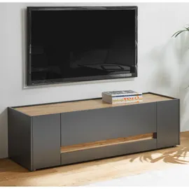 furn.design Lowboard Center Grau, Eiche Wotan, Holzwerkstoff, Nachbildung,Eiche, Uni, 1 Schubladen, 140x40x45 cm, Wohnzimmer, Wohnwände, Lowboards, Lowboards stehend