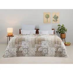 Tagesdecke HOME AFFAIRE "Sofia", grau (taupe), B:140cm L:210cm, Mischgewebe, Tagesdecken, Tagesdecke in Patchwork-Design, für Kinder und Erwachsene