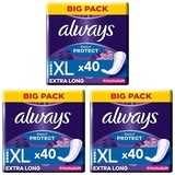 Always Dailies Protect Slipeinlagen Damen, Extra Long (40 Binden) Big Pack, mit frischem Duft, atmungsaktiv, flexibel (Packung mit 3)