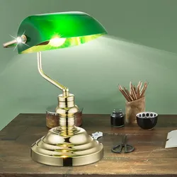 etc-shop Nostalgie Retro Tisch Lampe Banker Lampe grün im Set inklusive LED-Leuchtmittel