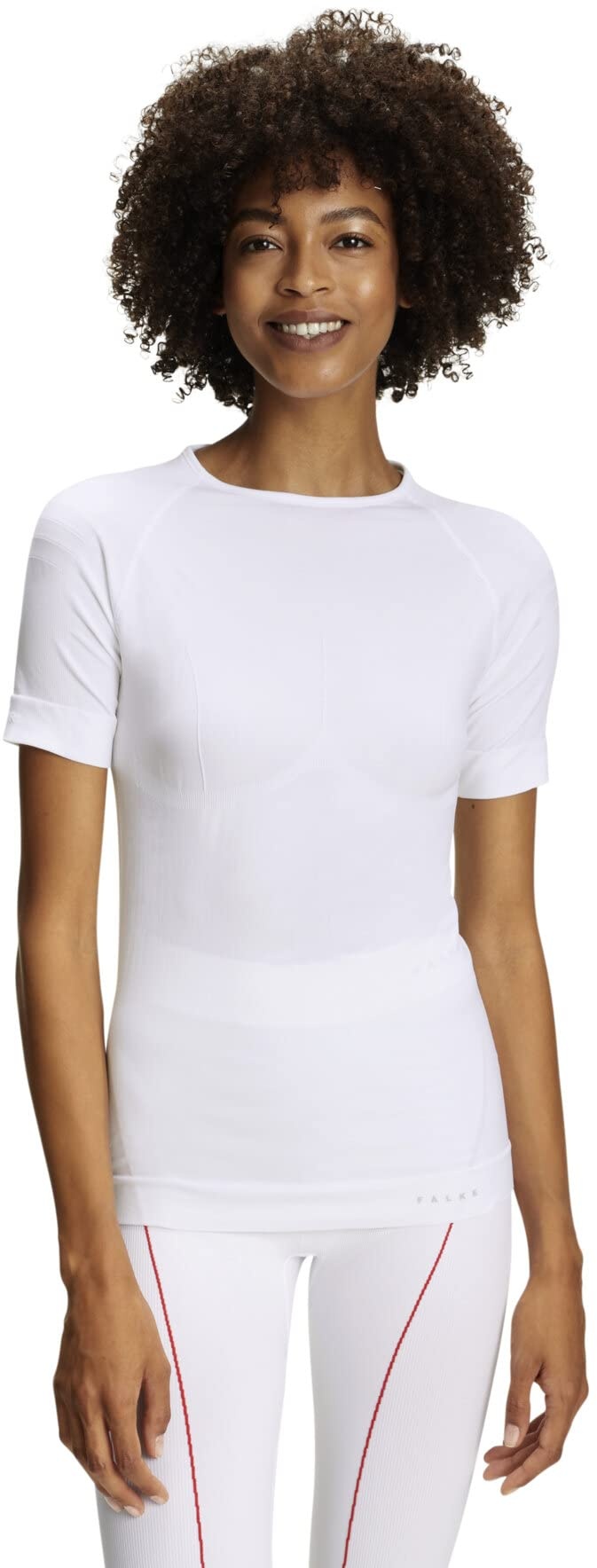 FALKE Damen Baselayer-Shirt Warm Round Neck W S/S SH Funktionsgarn Schnelltrocknend 1 Stück, Weiß (White 2860), M