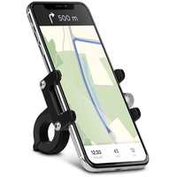 ONEFLOW Handyhalterung Fahrrad für alle DOOGEE Handys - Ultraleichte Smartphone Halterung für Lenker Kompakt, stabil & unauffällig - Schwarz