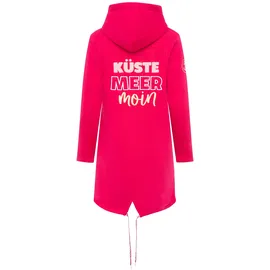 Zwillingsherz Jerseymantel ZWILLINGSHERZ "Küste Meer Moin", Damen, Gr. L/XL, pink (fuchsia), angeraute Sweatware, Obermaterial: 50% Baumwolle, 50% Polyester, Mäntel, mit großem Motiv am Rücken