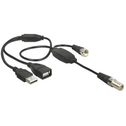 Delock Antennenkabel - F-Stecker männlich zu F-Stecker, USB (nur Strom)