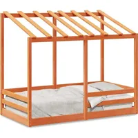 vidaXL Kinderbett mit Dach 70 x 140 cm Kiefer massiv braun