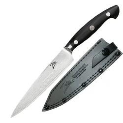 Executive-Plus Serie 6` Allzweckmesser 61 HRC  Damaszenerstahl Schwarz