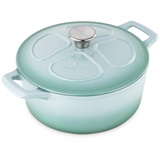Navaris Gusseisen Topf - Gusseisen Bräter - Kochtopf 3,5l - Ø 24cm Schmortopf mit Deckel - Brotbacktopf - Brattopf - Für alle Speisen und Kochflächen - Minzgrün