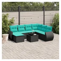 vidaXL Gartensofa-Set 8-tlg. Loungesofa schwarz