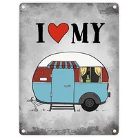 Trendaffe I love my Caravan Metallschild mit Wohnwagen Motiv
