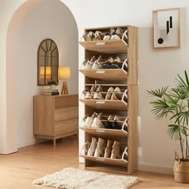 [en.casa] Sykkylven 169 x 60 x 24 cm mit 5 Klappen Sonoma-Eiche beige / beige
