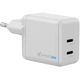 XLayer 45W dual USB C Ladegerät Power Delivery Schnellladen ipad iPhone 15 14 13 Mini 13 Pro Max 12 11 SE XS Android geräte Tabs Power Adapter Ladeadapter Ladestecker Netzteil Charger Kabel (Weiß)