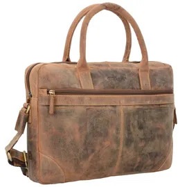 GREENBURRY Vintage Aktentasche Leder 41 cm Laptopfach braun
