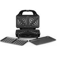 Salter 3-in-1 Snackmaschine - Sandwichtoaster, Waffeleisen, Panini Press Grill, mit abnehmbaren tiefen Füllplatten, Antihaftbeschichtung, 900 W, automatischer Temperaturregelung, EK2143TFVDE