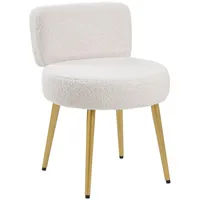 Livingandhome Schminktischhocker, Creme, Gold, Textil, 45x60x47 cm, Wohnzimmer, Sessel,