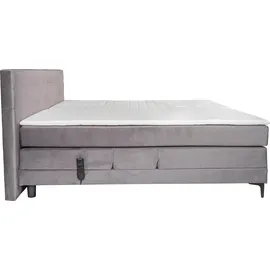 Alina Boxspringbett ALINA "Powell", grau (grau dmo 59), B:192cm L:212cm, Samt DMO (100% Polyester), Komplettbetten, Boxspringbett, inkl. Motor, Matratze und Topper, in unterschiedlichen Ausführungen