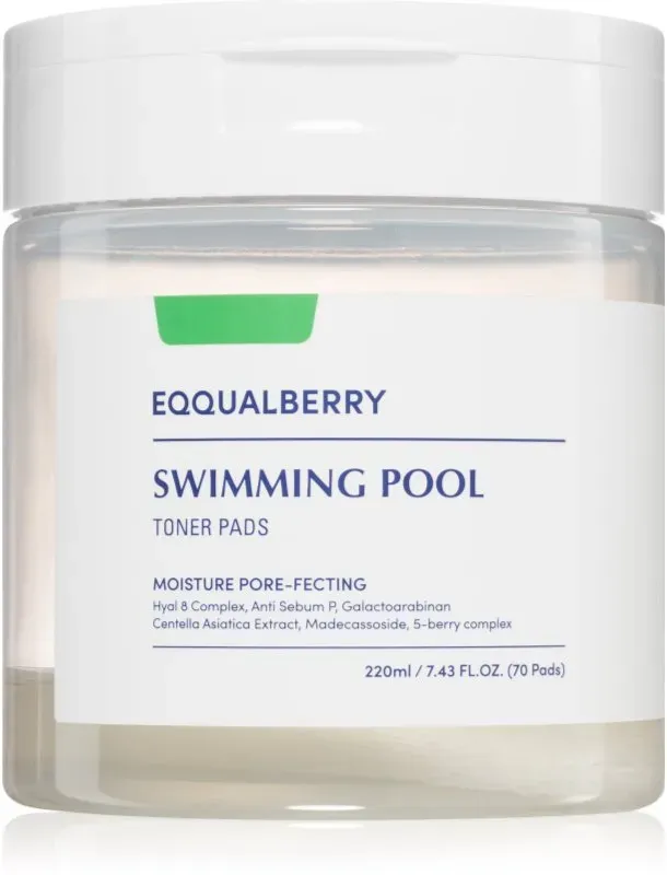 EQQUALBERRY Swimming Pool Toner Pads Peeling-Polsterchen mit feuchtigkeitsspendender Wirkung 70 St.