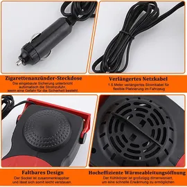 RAPANDA Heizlüfter 150 W Rot/Schwarz