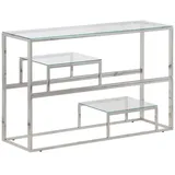 vidaXL Konsolentisch Silbern Edelstahl und Hartglas