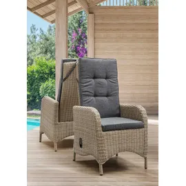 Destiny Sitzgruppe PALMA LUNA 4 Hochlehner + Tisch Ø100x75cm, natur meliert