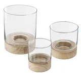 ATMOSPHERA CREATEUR D'INTERIEUR Atmosphera - Set aus 3 Windlichtern Sommer - Glas und Holz - Transparent