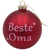 BURI Glas-Weihnachtsbaumkugeln rot mit Spruch ∅ 10cm Christbaumschmuck Weihnachtsdeko Beste Oma