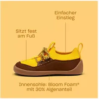 Affenzahn Lauflerner Knit Walker zum Reinschlüpfen rutschfest mit Schnürsenkeln Flexibel Leicht Größe 21-32 Tiger - Gelb - 23 EU