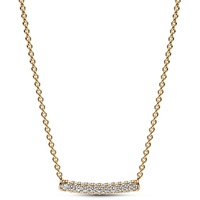 Pandora Timeless Einreihige Pavé-Stab Collier-Halskette aus 14 Karat vergoldeter