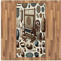Teppich Flachgewebe Deko-Teppiche für das Wohn-,Schlaf-, und Essenszimmer, Abakuhaus, rechteckig, Traditionell Orientalisches Ethno-Kunstwerk blau|braun|grün 80 cm x 150 cm