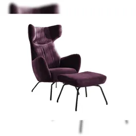 KAWOLA Sessel LOTTE Ohrensessel velvet purple mit Hocker
